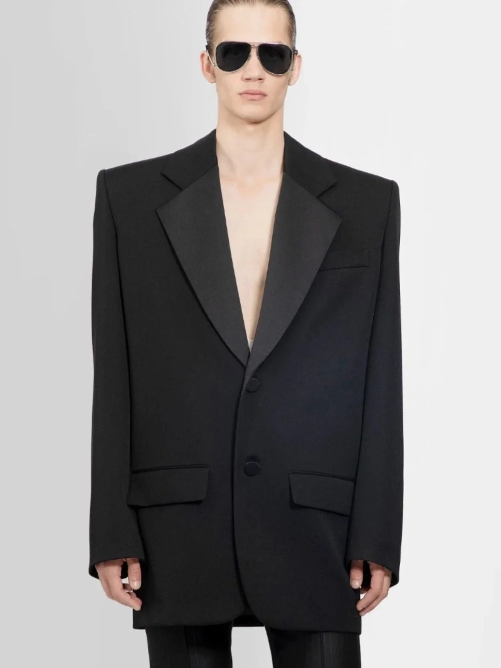 Saint Laurent YSL Runway Oversize Cashmere Wool Tuxedo Blazer Jacket